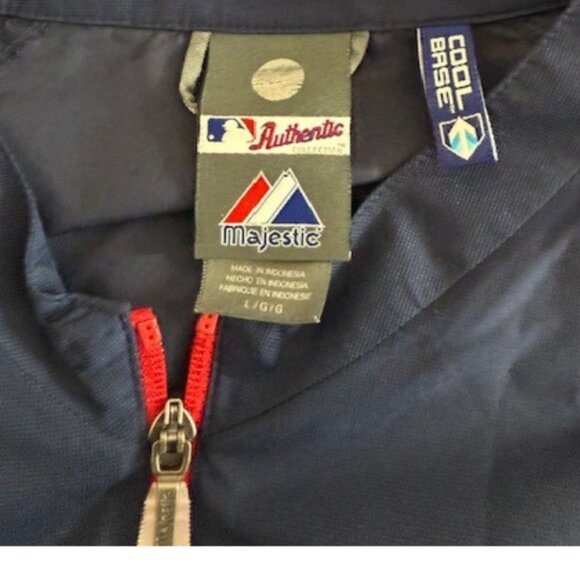Atlanta Braves Men’s Large Authentic MLB Windbreaker Navy & Red Pullover - Picture 3 of 7